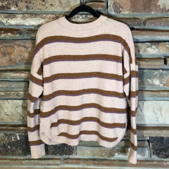 Madewell Sweaters | Madewell Westlake Striped Pullover Sweater in Coziest Yarn | Color: Brown/Tan | Size: Xs | Astrophel612's Closet